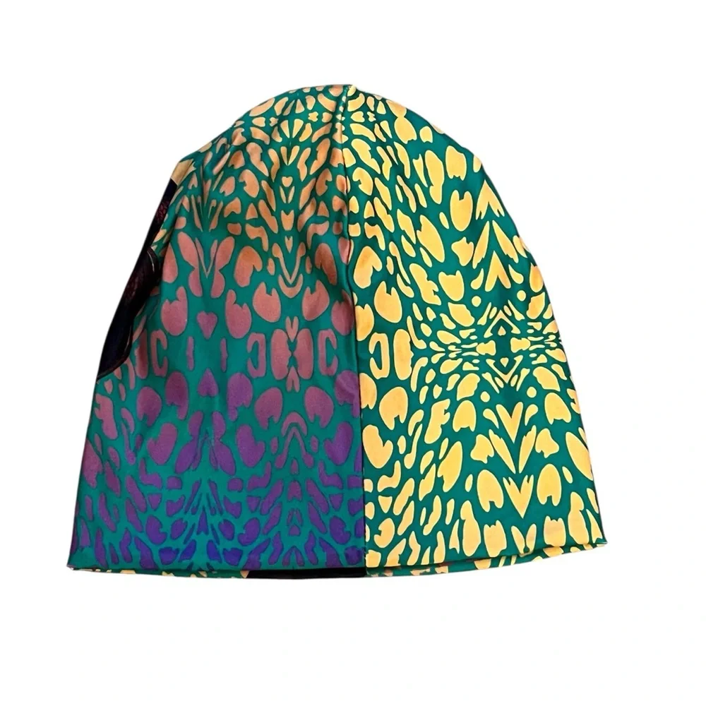 African Print Colorful Hunter Green Gold Yellow Blue Black Patterned Headwrap